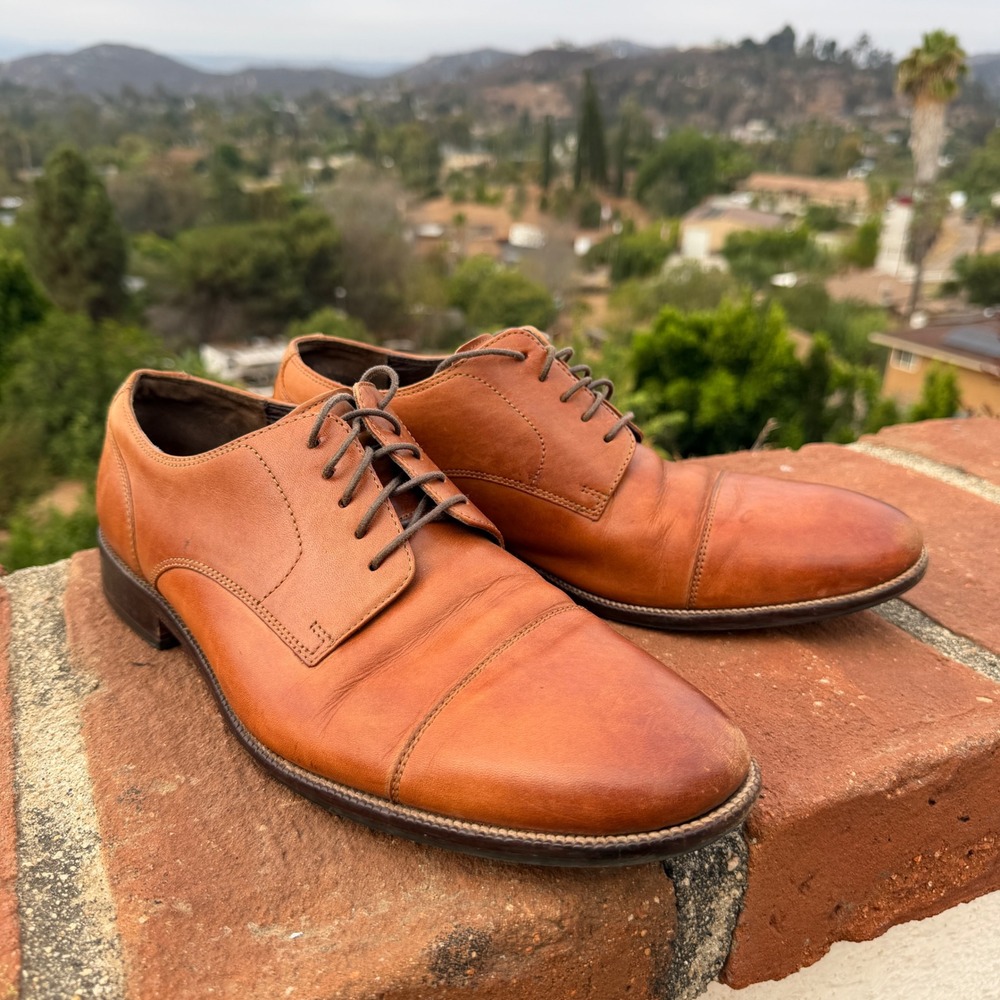 Cole Haan Harrison Grand Cap Toe Oxford Tan Leather Shoes C24120 Mens 10M - Picture 2 of 11